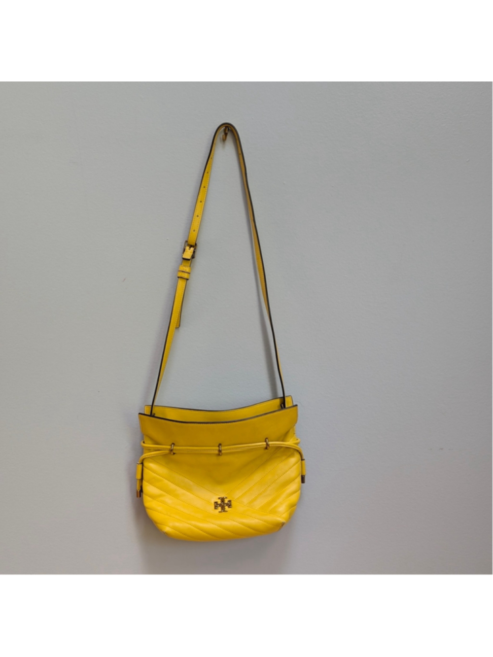 Tory Burch Kira Chevron Yellow Mini Bucket Bag - Flaws